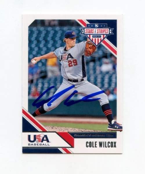 COLE WILCOX SIGNED 2020 USA BASEBALL STARS & STRIPES CARD AUTO