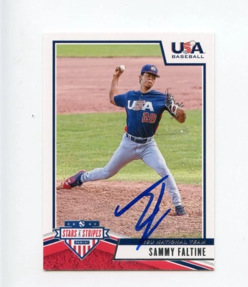 TREY SAMMY FALTINE SIGNED 2019 USA BASEBALL STARS & STRIPES CARD AUTO