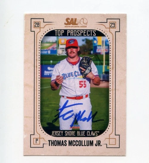 THOMAS MCCOLLUM JR SIGNED 2023 SOUTH ATLANTIC LEAGUE TOP PROSPECT CARD AUTO