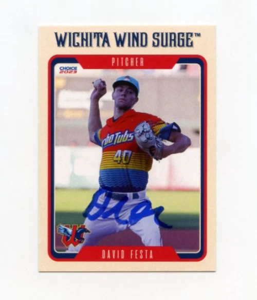 DAVID FESTA SIGNED 2023 WICHITA WIND SURGE BASEBALL CARD AUTO