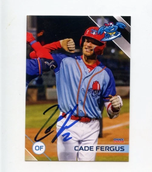 CADE FERGUS SIGNED 2024 JERSEY SHORE BLUECLAWS BASEBALL CARD AUTO