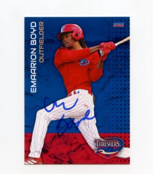 EMAARION BOYD SIGNED 2023 CLEARWATER THRESHERS BASEBALL CARD AUTO