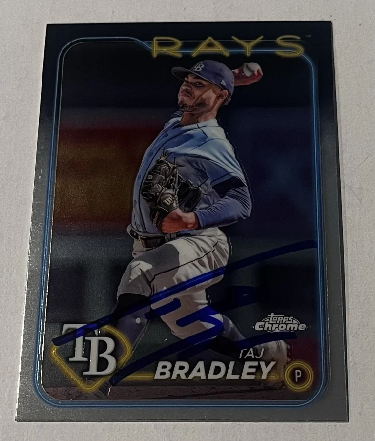 TAJ BRADLEY SIGNED 2024 TOPPS CHROME BASEBALL CARD AUTO