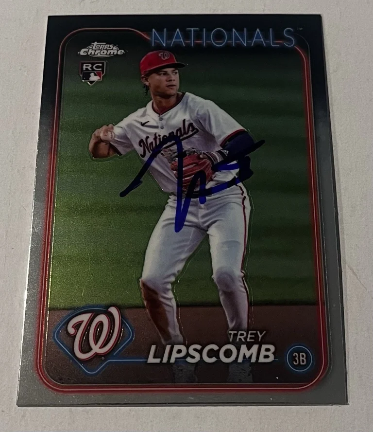 TREY LIPSCOMB SIGNED 2024 TOPPS CHROME BASEBALL CARD AUTO