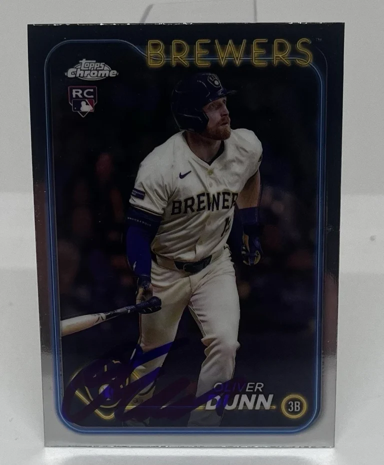 OLIVER DUNN SIGNED 2024 TOPPS CHROME BASEBALL CARD AUTO
