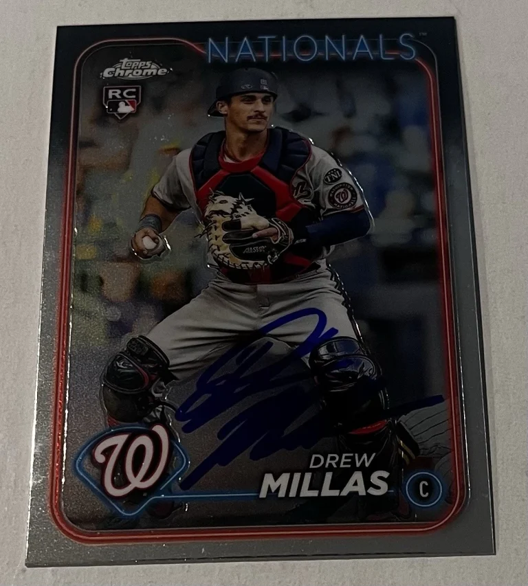 DREW MILLAS SIGNED 2024 TOPPS CHROME BASEBALL CARD NATIONALS AUTO