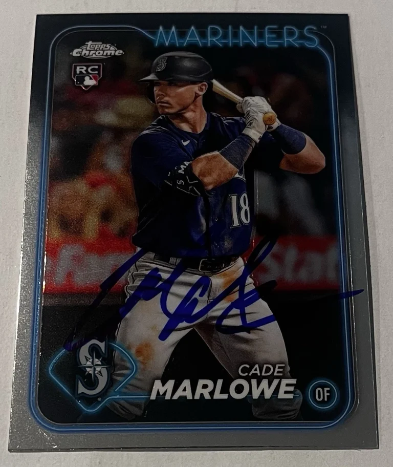 CADE MARLOWE SIGNED 2024 TOPPS CHROME BASEBALL CARD AUTO
