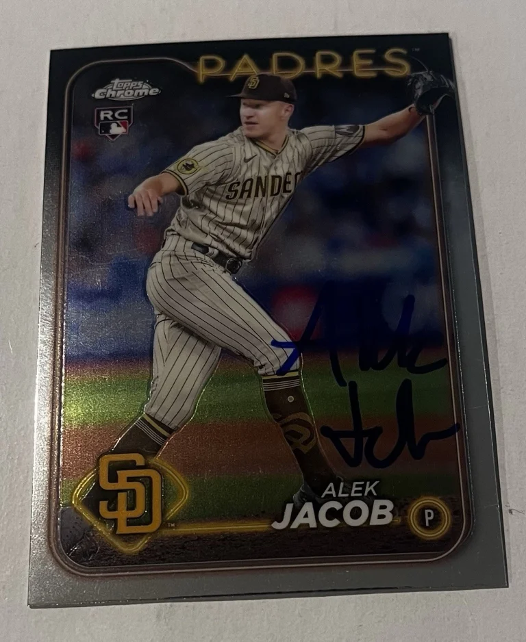 ALEK JACOB SIGNED 2024 TOPPS CHROME BASEBALL CARD AUTO