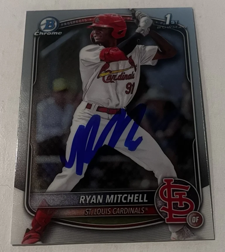 RYAN MITCHELL SIGNED 2025 BOWMAN CHROME DRAFT PROSPECT BASEBALL CARD AUTO