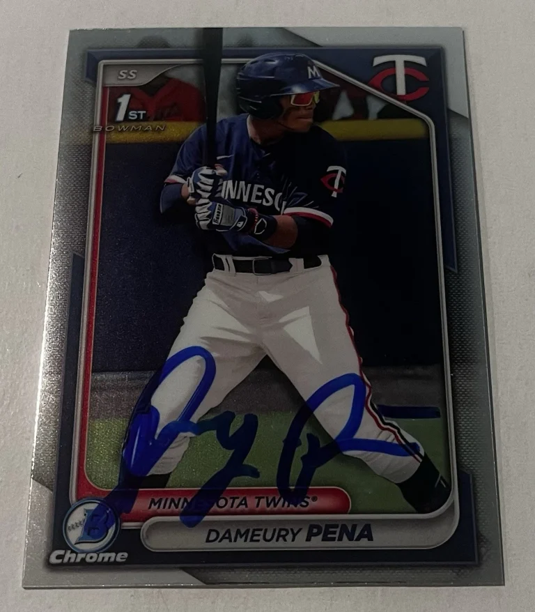 DAMEURY PENA SIGNED 2024 BOWMAN CHROME PROSPECT BASEBALL CARD AUTO