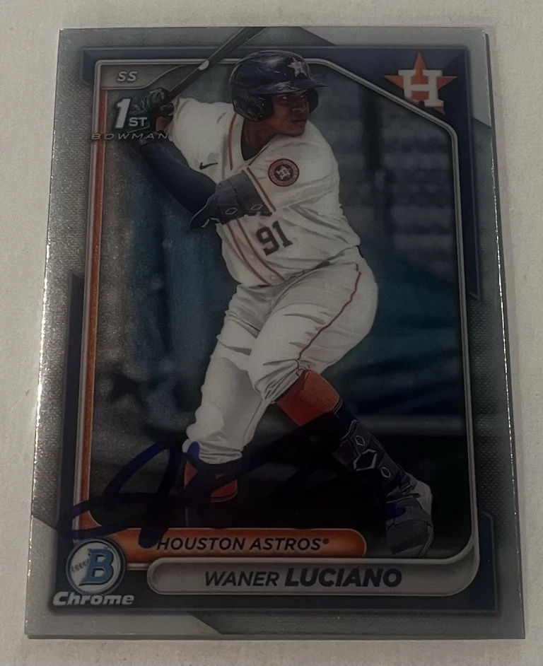 WANER LUCIANO SIGNED 2024 BOWMAN CHROME PROSPECT BASEBALL CARD AUTO
