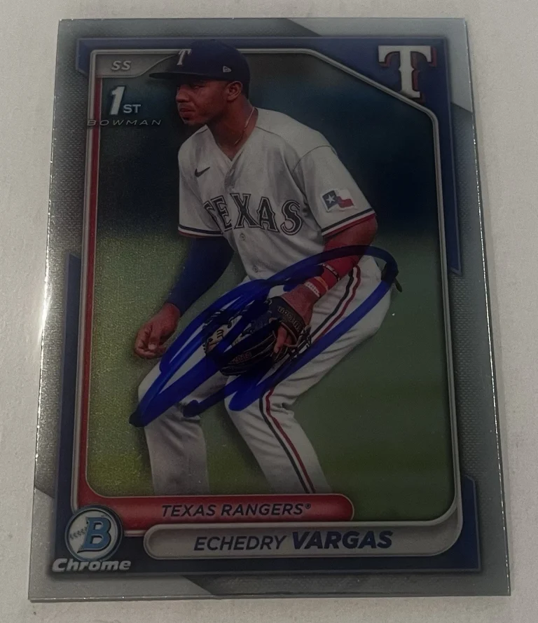 ECHEDRY VARGAS SIGNED 2024 BOWMAN CHROME PROSPECT BASEBALL CARD AUTO
