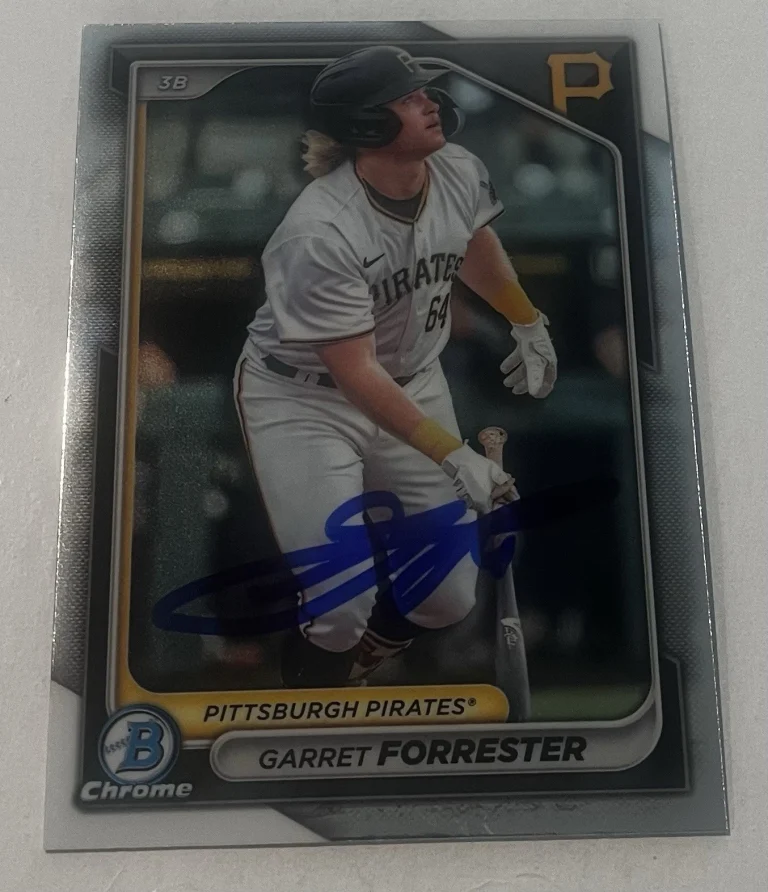 GARRET FORRESTER SIGNED 2024 BOWMAN CHROME PROSPECT BASEBALL CARD AUTO