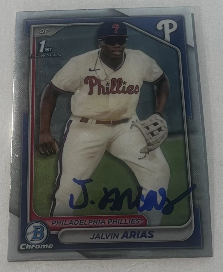 JALVIN ARIAS SIGNED 2024 BOWMAN CHROME PROSPECT BASEBALL CARD AUTO