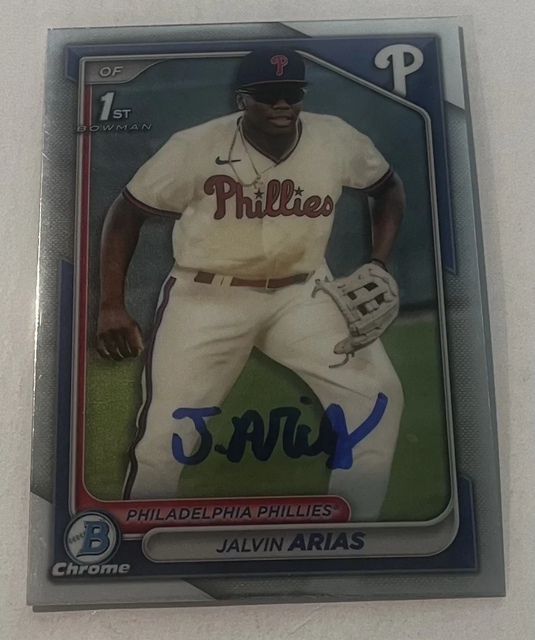 JALVIN ARIAS SIGNED 2024 BOWMAN CHROME PROSPECT BASEBALL CARD AUTO