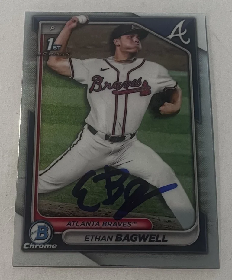 ETHAN BAGWELL SIGNED 2024 BOWMAN DRAFT CHROME PROSPECT BASEBALL CARD AUTO