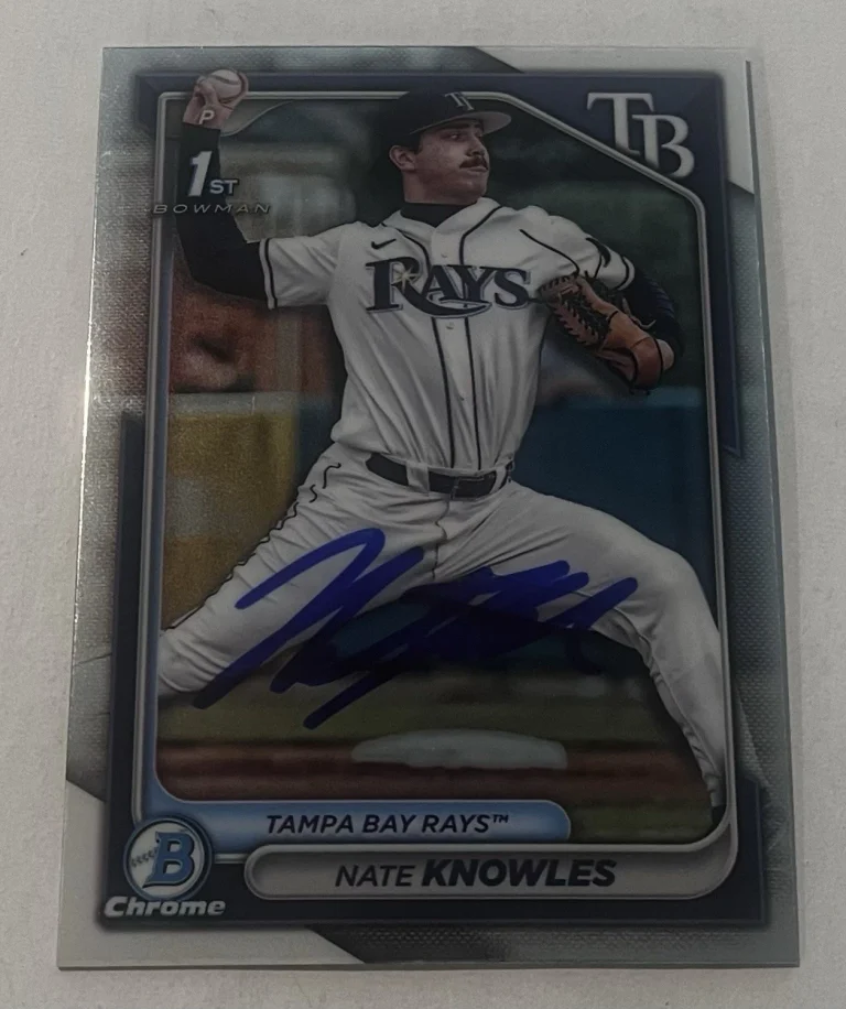 NATE KNOWLES SIGNED 2024 BOWMAN DRAFT CHROME PROSPECT BASEBALL CARD AUTO