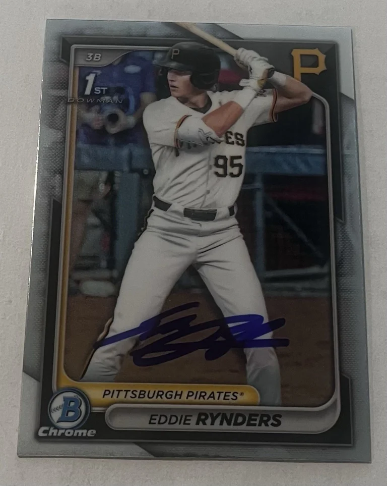 EDDIE RYNDERS SIGNED 2024 BOWMAN DRAFT CHROME PROSPECT BASEBALL CARD AUTO