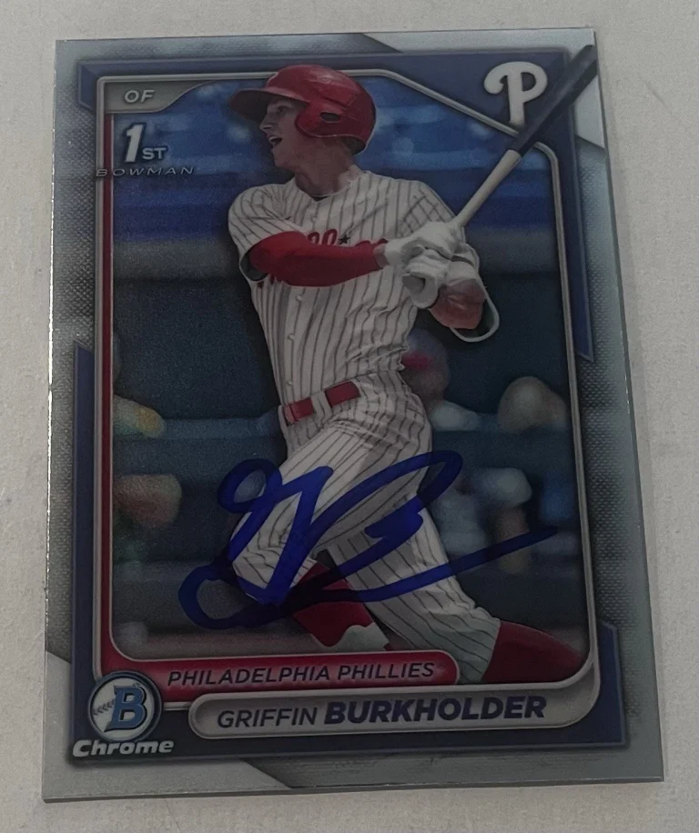 GRIFFIN BRUKHOLDER SIGNED 2024 BOWMAN DRAFT CHROME PROSPECT BASEBALL CARD AUTO