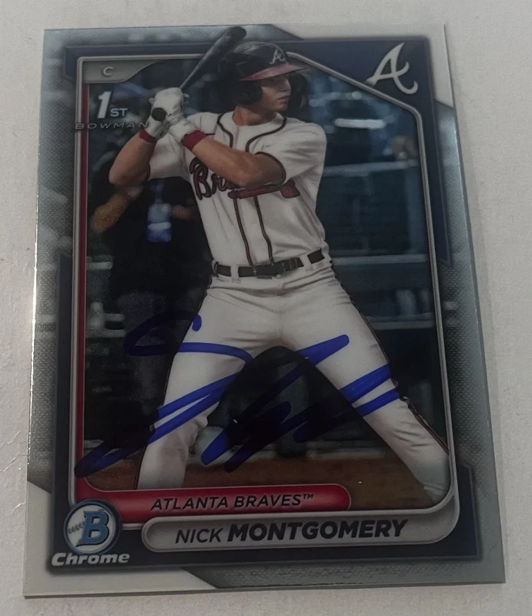 NICK MONTGOMERY SIGNED 2024 BOWMAN DRAFT CHROME PROSPECT BASEBALL CARD AUTO