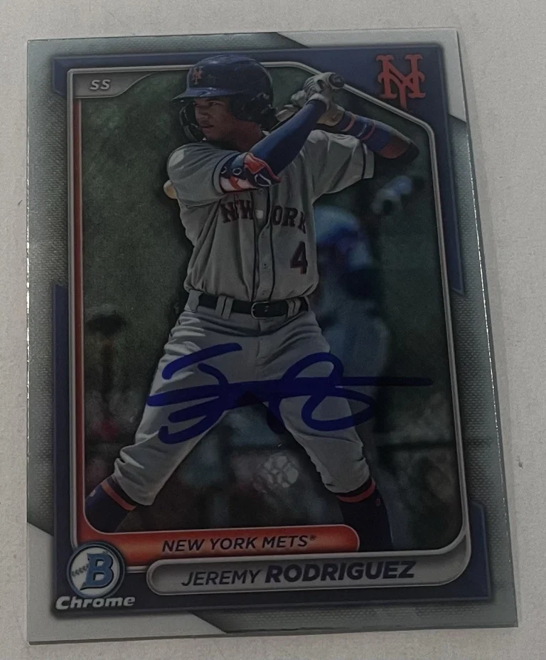 JEREMY RODRIGUEZ SIGNED 2024 BOWMAN DRAFT CHROME PROSPECT BASEBALL CARD AUTO