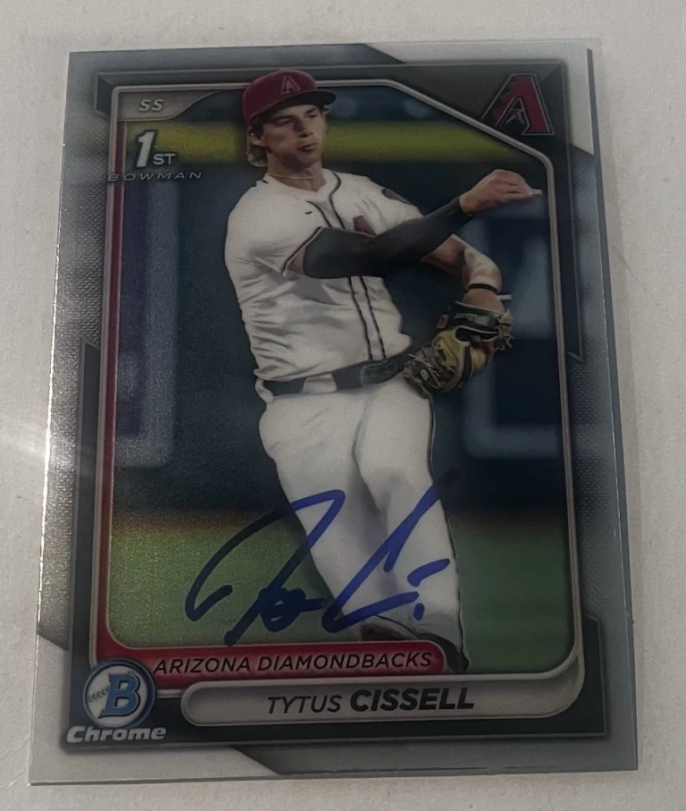 TYTUS CISSELL SIGNED 2024 BOWMAN DRAFT CHROME PROSPECT BASEBALL CARD AUTO