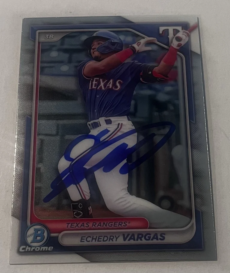 ECHEDRY VARGAS SIGNED 2024 BOWMAN DRAFT CHROME PROSPECT BASEBALL CARD AUTO