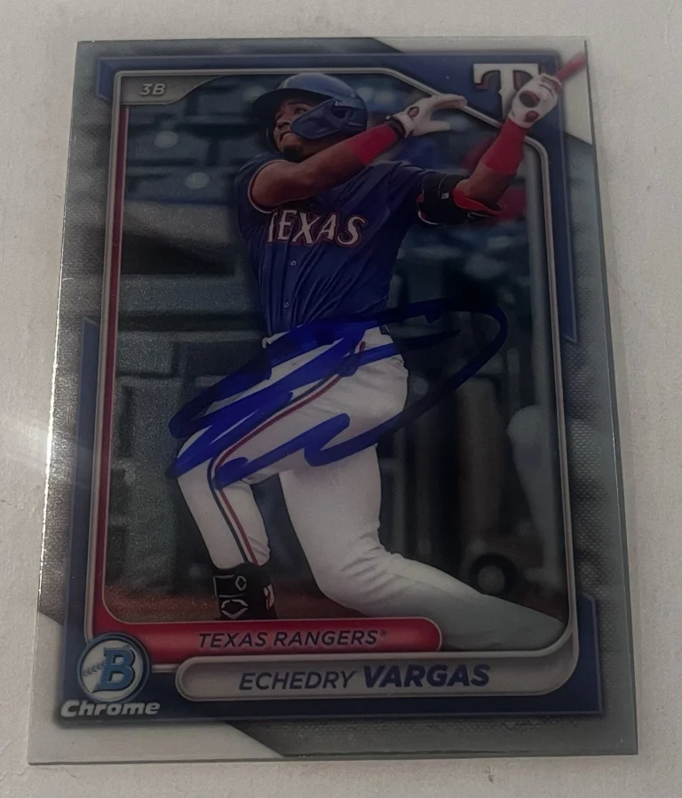 ECHEDRY VARGAS SIGNED 2024 BOWMAN DRAFT CHROME PROSPECT BASEBALL CARD AUTO