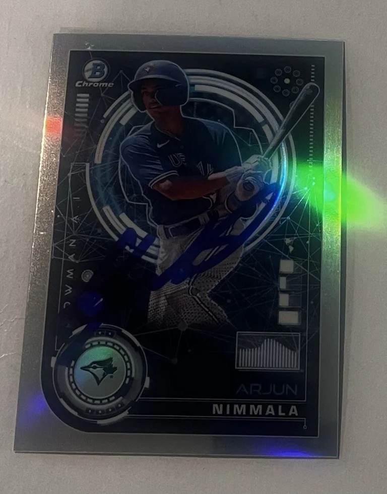 ARJUN NIMMALA SIGNED 2024 BOWMAN AI CHROME BASEBALL CARD AUTO