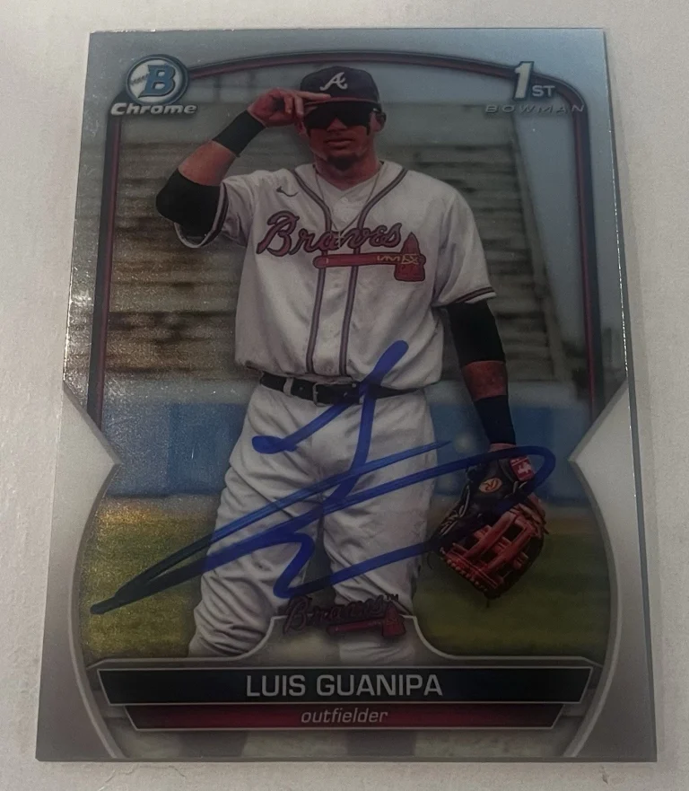 LUIS GUANIPA SIGNED 2023 BOWMAN CHROME PROSPECT BASEBALL CARD AUTO