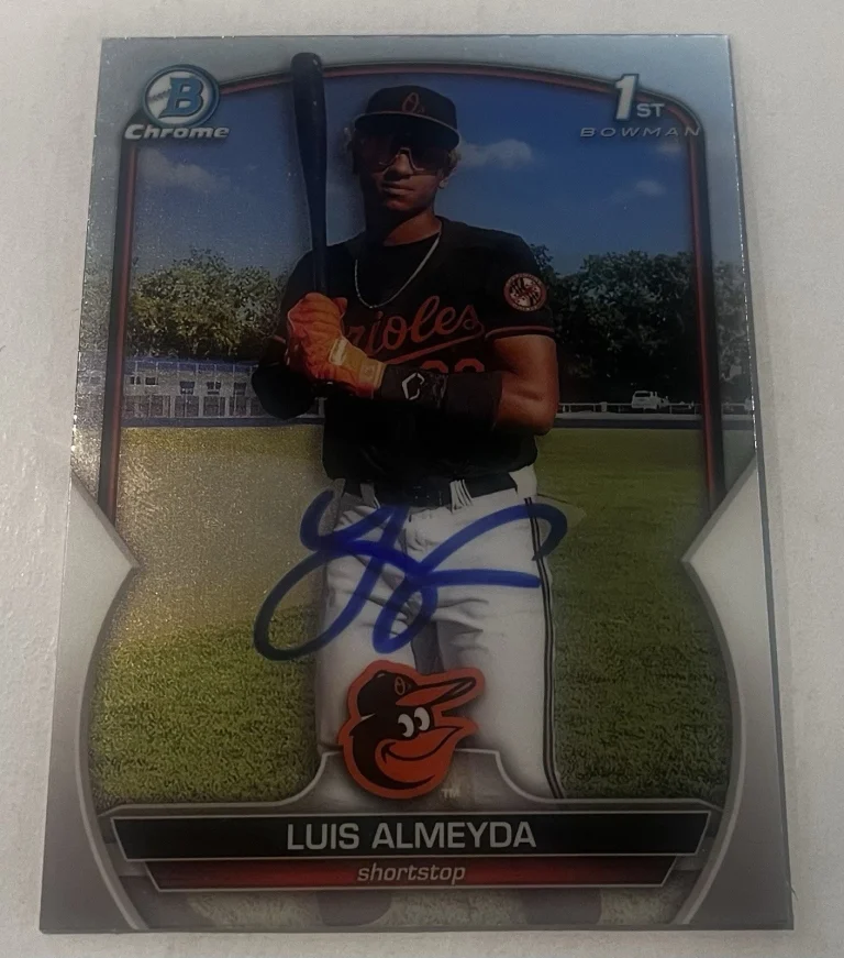 LUIS ALMEYDA SIGNED 2023 BOWMAN CHROME PROSPECT BASEBALL CARD AUTO