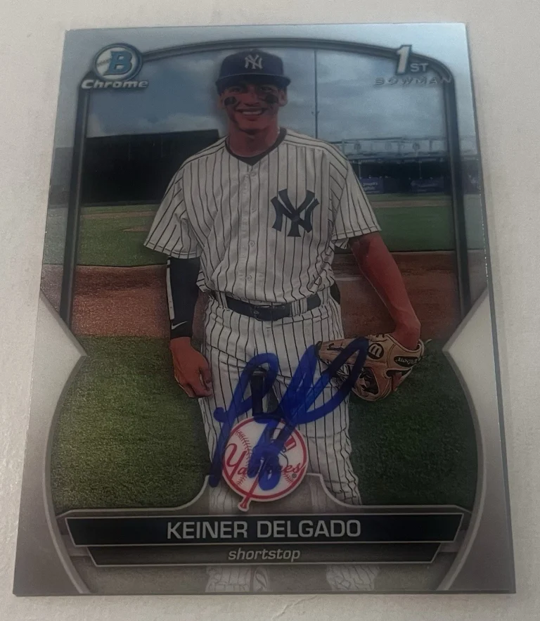 KEINER DELGADO SIGNED 2023 BOWMAN CHROME PROSPECT BASEBALL CARD AUTO