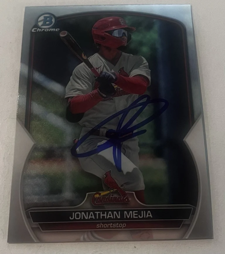 JONATHAN MEJIA SIGNED 2023 BOWMAN CHROME DRAFT PROSPECT BASEBALL CARD AUTO