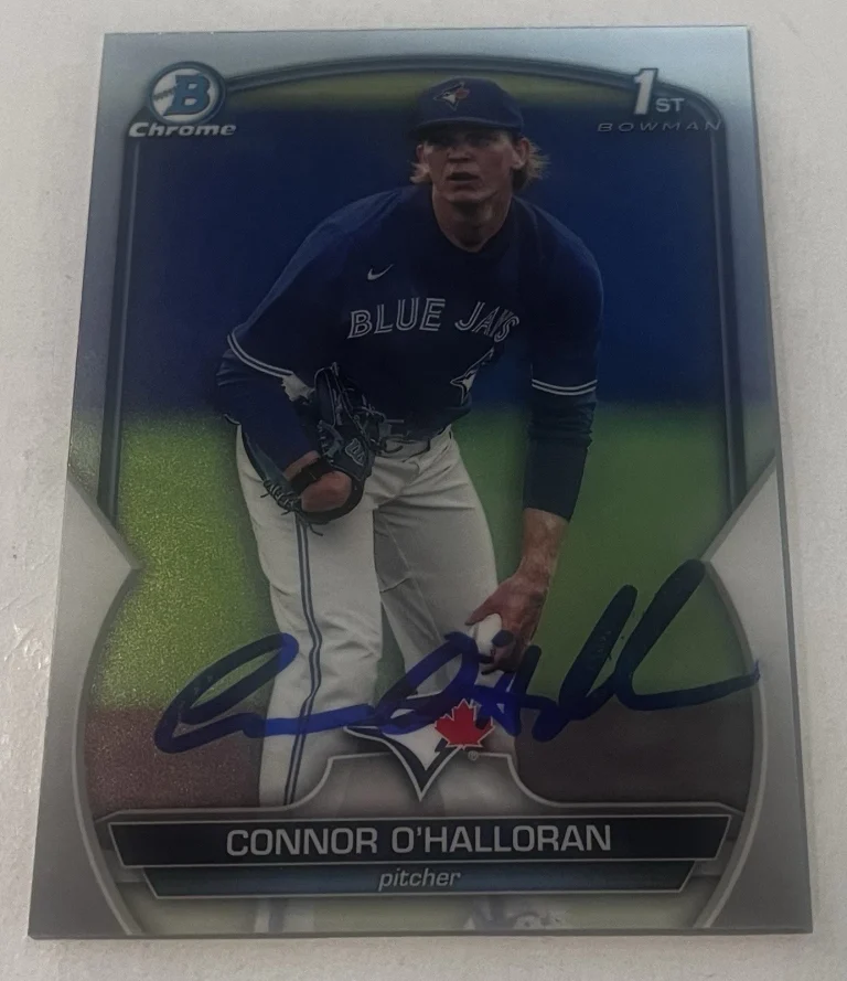 CONNOR O'HALLORAN SIGNED 2023 BOWMAN CHROME DRAFT PROSPECT BASEBALL CARD AUTO