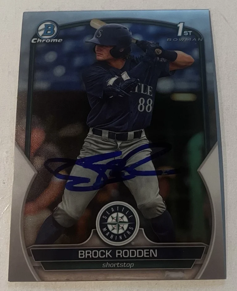 BROCK RODDEN SIGNED 2023 BOWMAN CHROME DRAFT PROSPECT BASEBALL CARD AUTO