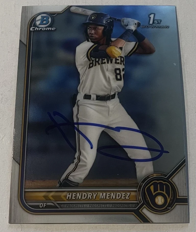 HENDRY MENDEZ SIGNED 2022 BOWMAN CHROME PROSPECTS CARD AUTO