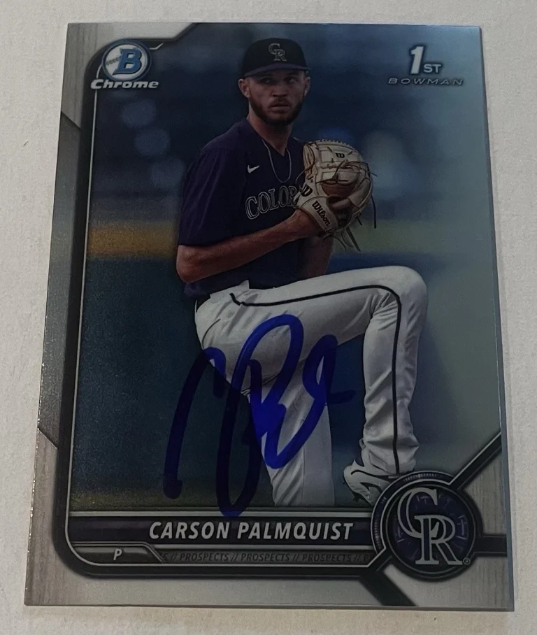 CARSON PALMQUIST SIGNED 2022 BOWMAN DRAFT CHROME PROSPECTS CARD AUTO