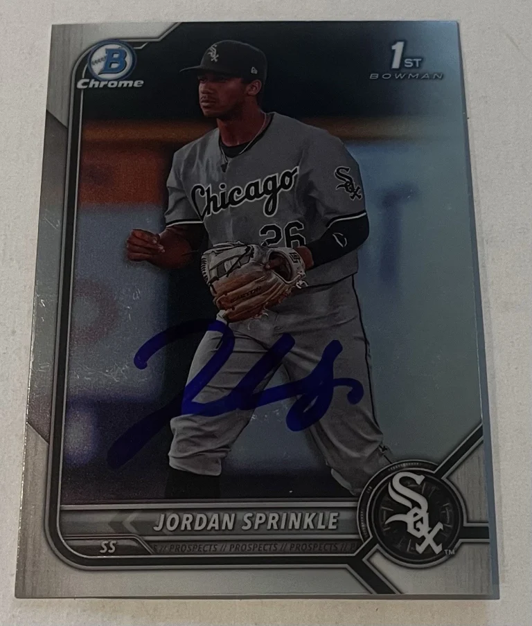 JORDAN SPRINKLE SIGNED 2022 BOWMAN DRAFT CHROME PROSPECTS CARD AUTO