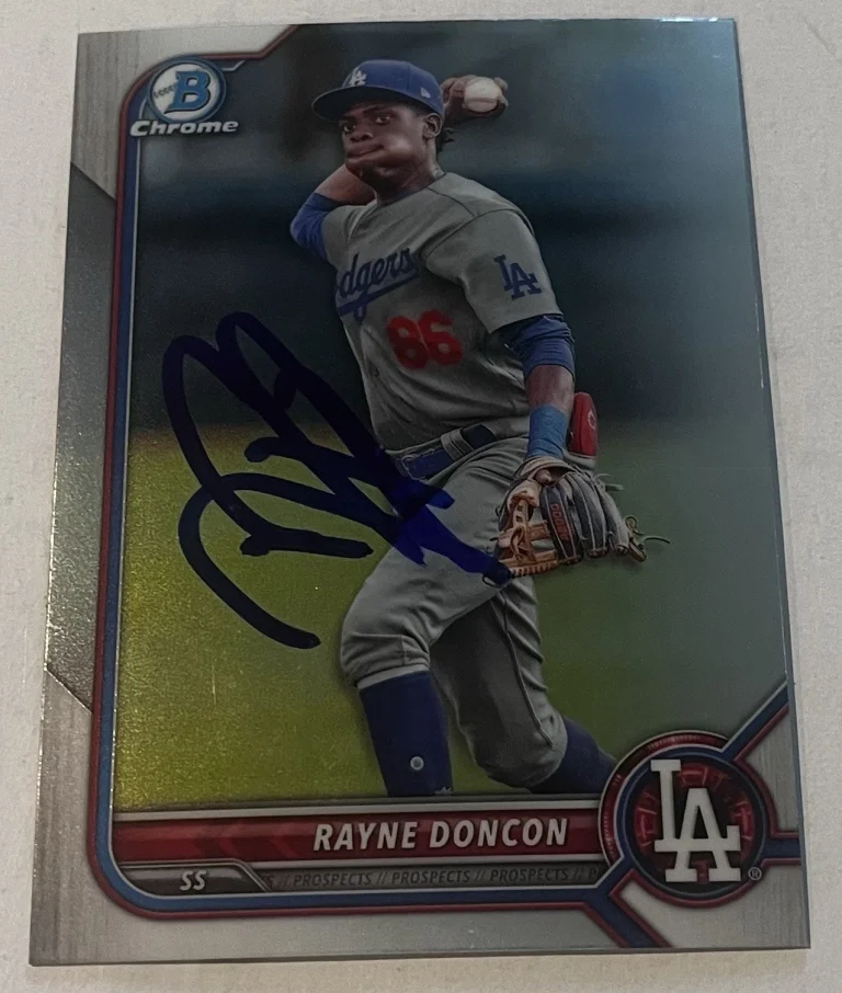 RAYNE DONCON SIGNED 2022 BOWMAN DRAFT CHROME PROSPECTS CARD AUTO