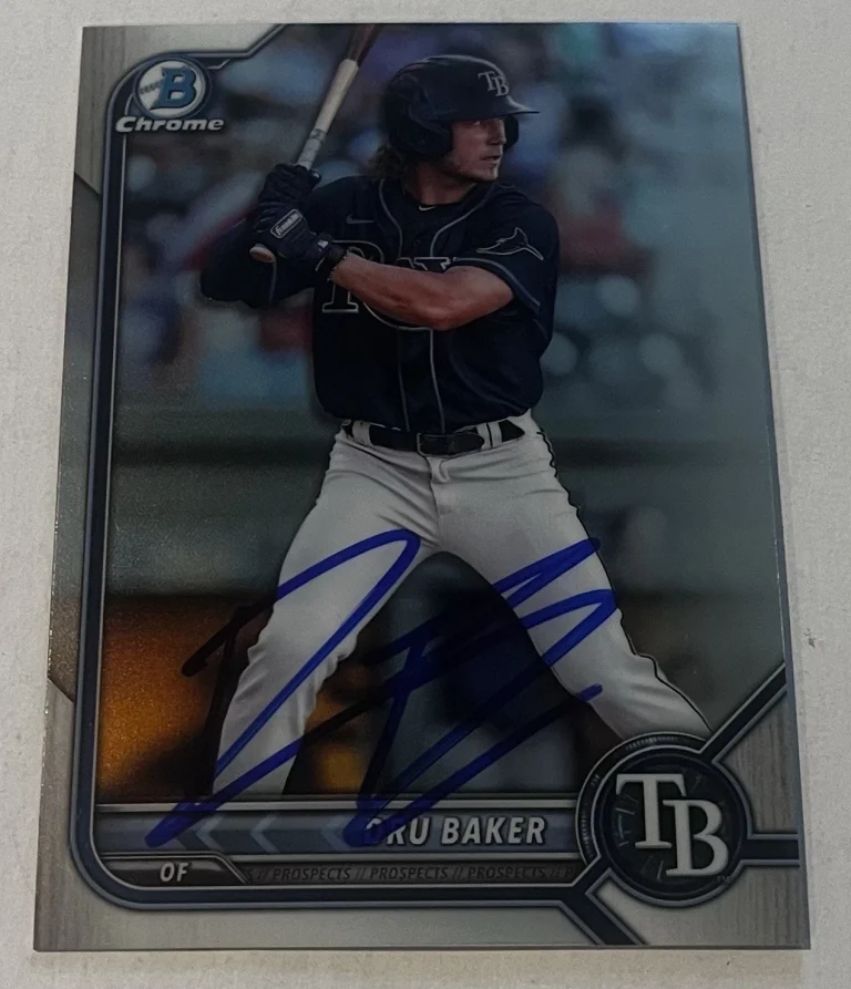 DRU BAKER SIGNED 2022 BOWMAN DRAFT CHROME PROSPECTS CARD AUTO