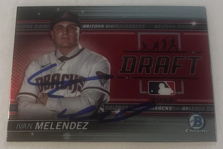 IVAN MELENDEZ SIGNED 2022 BOWMAN DRAFT CHROME CARD AUTO
