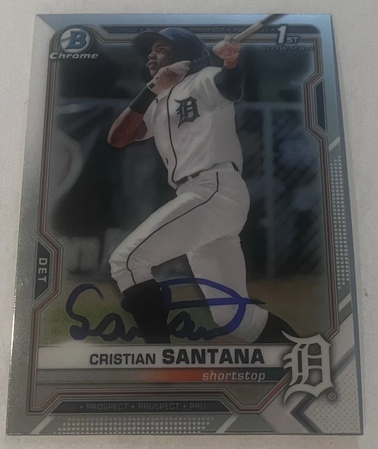 CRISTIAN SANTANA SIGNED 2021 BOWMAN CHROME PROSPECT CARD AUTO