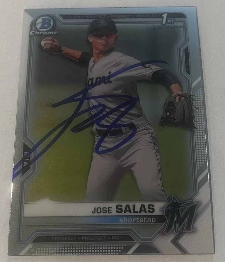 JOSE SALAS SIGNED 2021 BOWMAN CHROME PROSPECT CARD AUTO