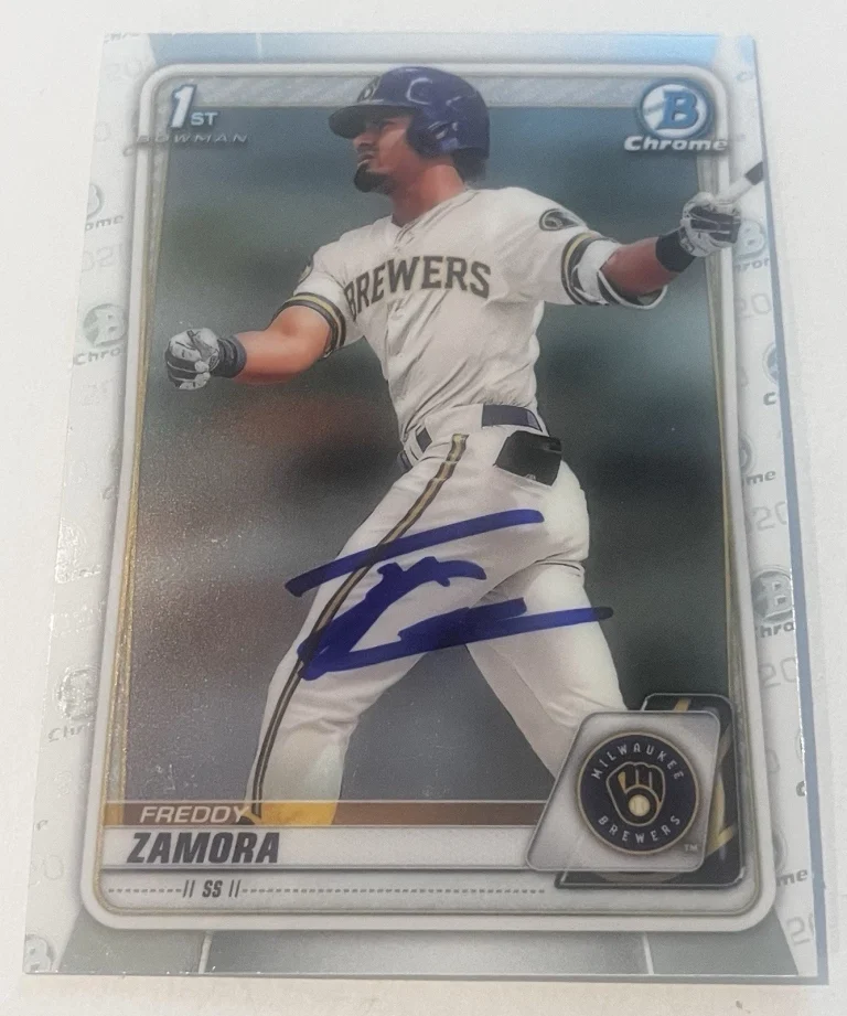 FREDDY ZAMORA SIGNED 2020 BOWMAN DRAFT CHROME PROSPECT CARD AUTO