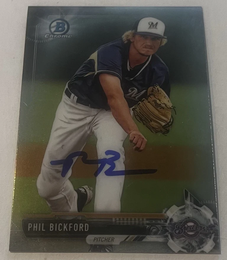 PHIL BICKFORD SIGNED 2017 BOWMAN CHROME PROSPECT CARD AUTO