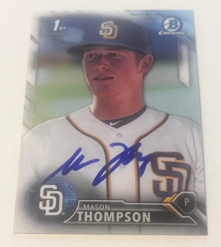 MASON THOMPSON SIGNED 2016 BOWMAN DRAFT CHROME PROSPECT CARD AUTO