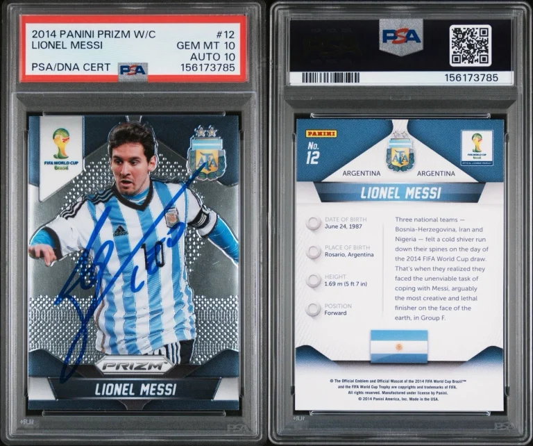 Lionel Messi Signed 2014 Panini Prizm World Cup Soccer #12 PSA/DNA 10/10 AUTO