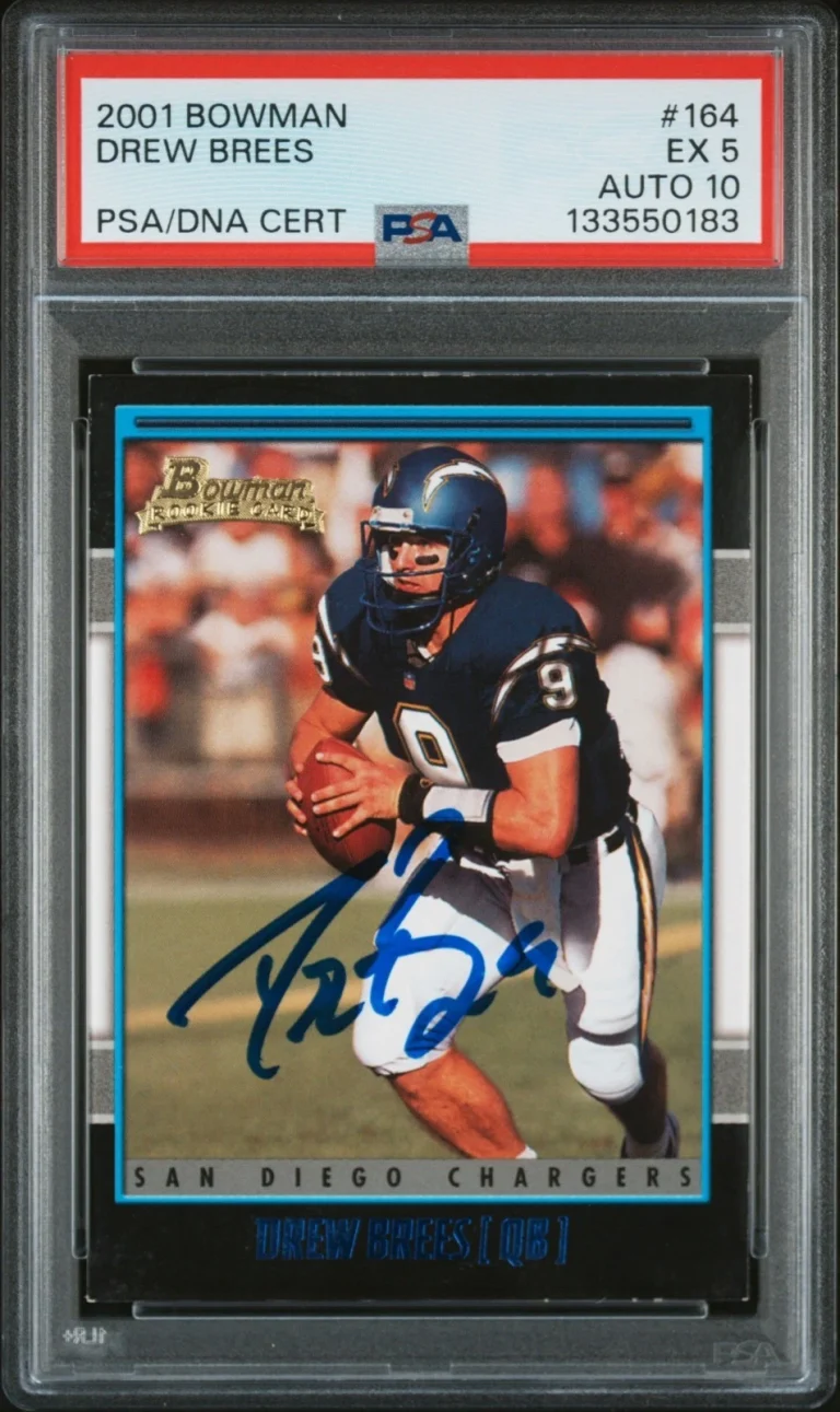 Drew Brees Signed 2001 Bowman #164 Rookie Card RC PSA 5 10 Auto