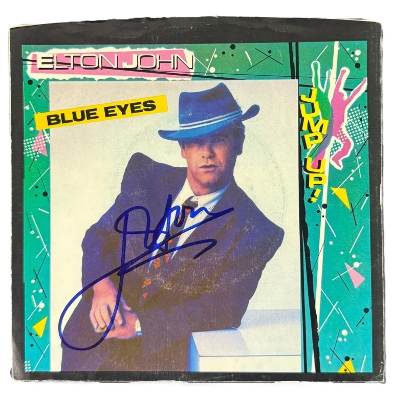 Elton John Signed Blue Eyes 45 RPM Album GEM MINT 10 Autograph BAS LOA