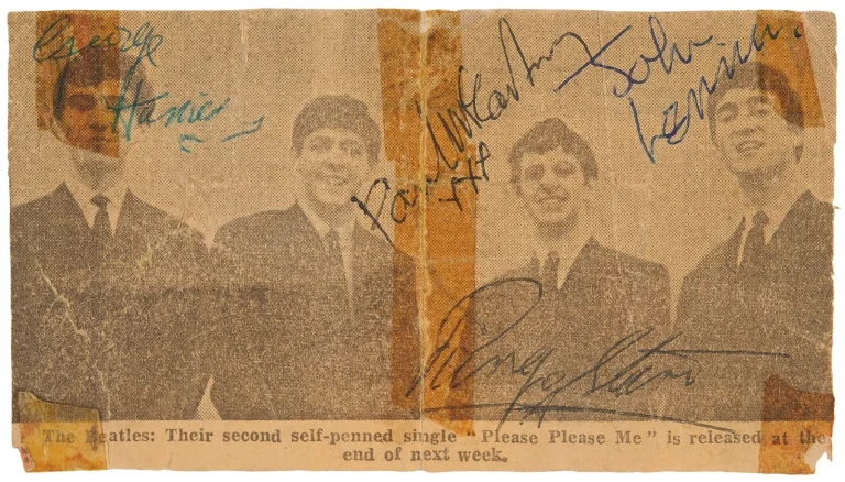 The Beatles Signed 1963 5x3 Photo Lennon McCartney Ringo Harrison GRAD LOA
